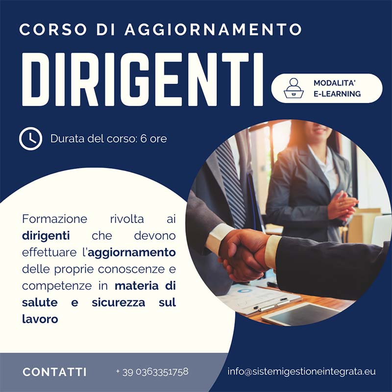 Corso aggiornamento formazione dirigenti