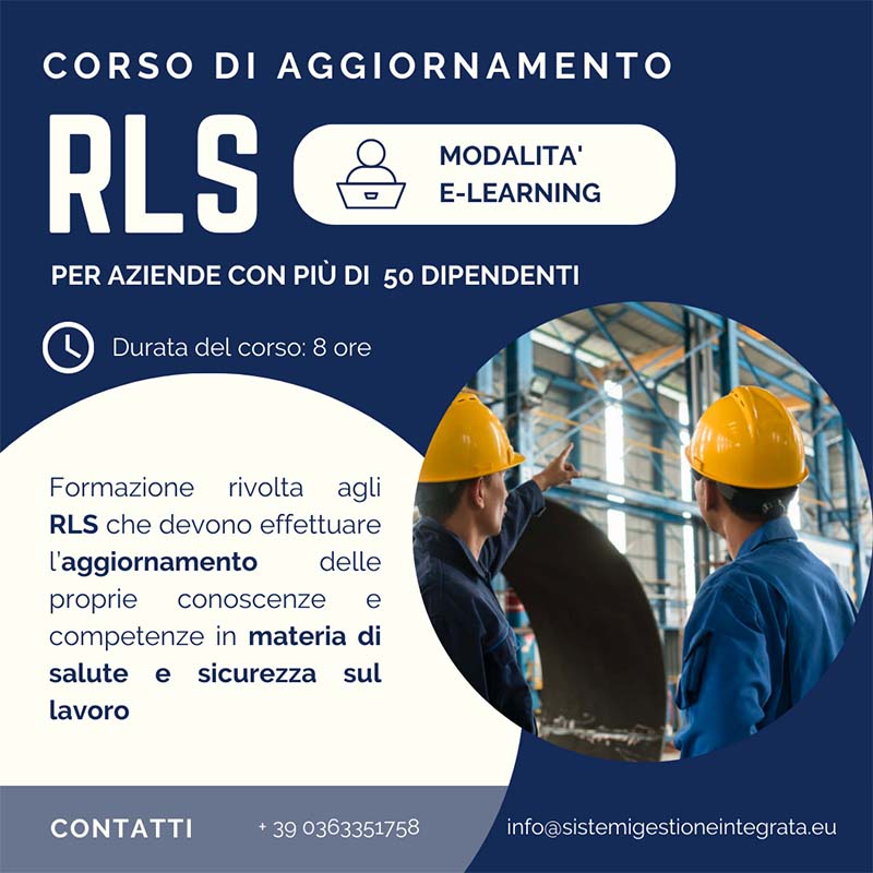 Corso aggiornamento formazione RLS più di 50 dipendenti